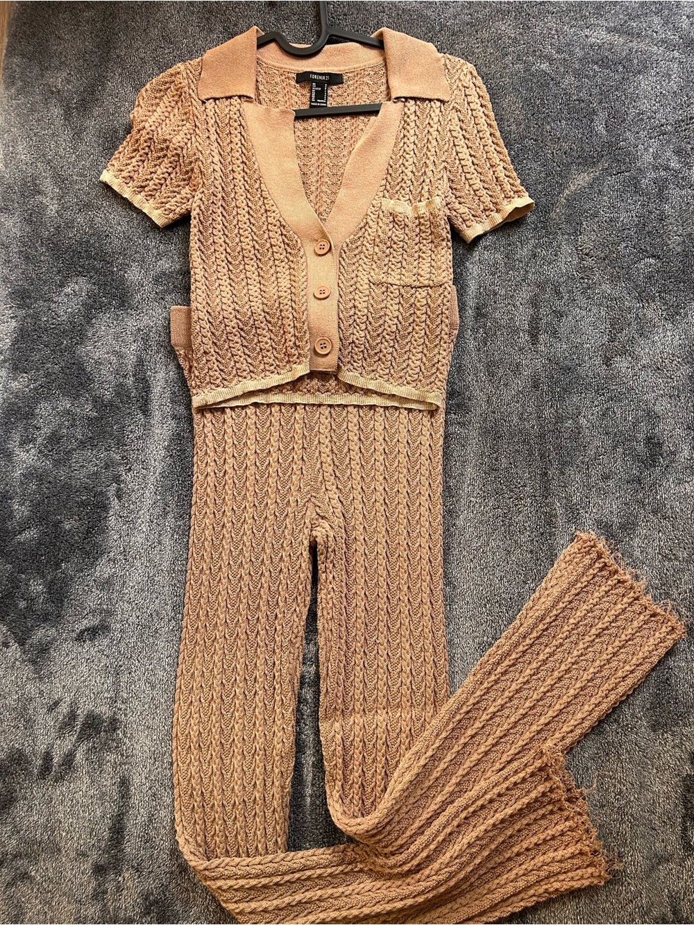Textured Knit Two-Piece Set - Camel